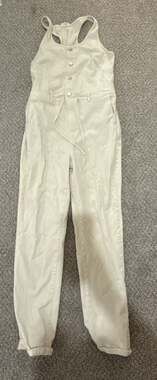 Dance & Marvel Cream Racerback Button-Front Jumpsuit Size S